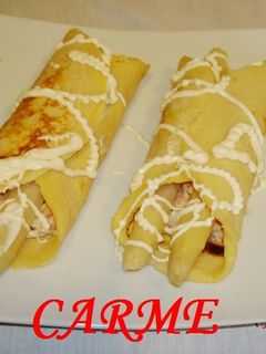 Una foto de Crêpes de espárragos y atún