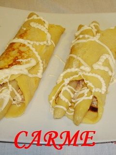 Una foto de Crêpes de espárragos y atún