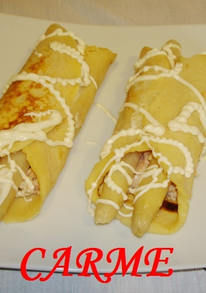 Una foto de Crêpes de espárragos y atún