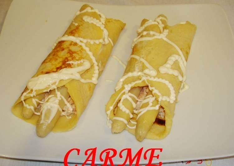 Crêpes de espárragos y atún