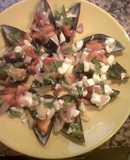 Mejillones a la vinagreta con pimientos