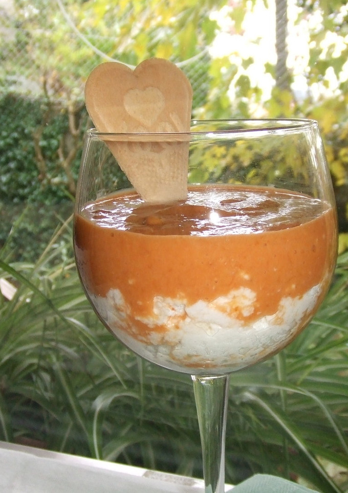 Una foto de Bavaroise de coco y albaricoque