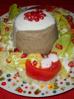 Una foto de Flan de berenjenas con salsa de queso