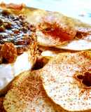 Coulant de camembert al almíbar de frutos secos con chips de manzana