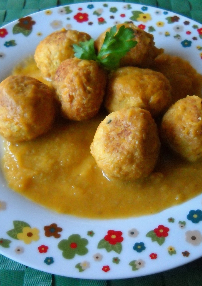 Una foto de Albóndigas de merluza con calabaza y queso