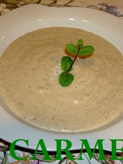 Una foto de Crema de berenjena y arroz