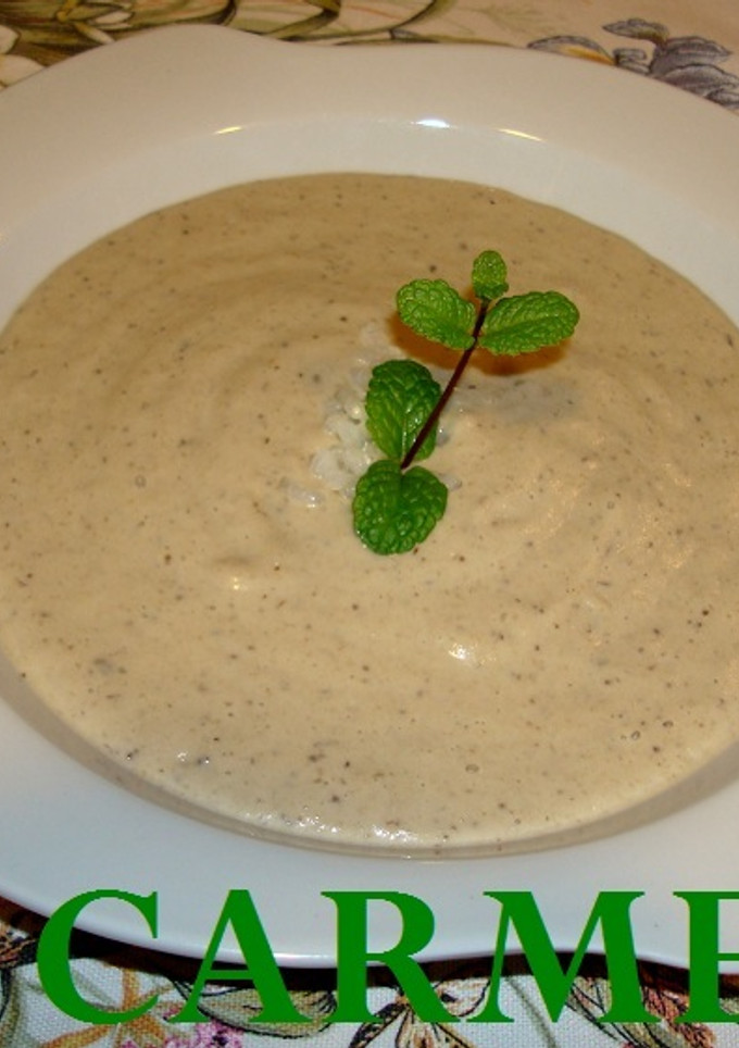 Una foto de Crema de berenjena y arroz
