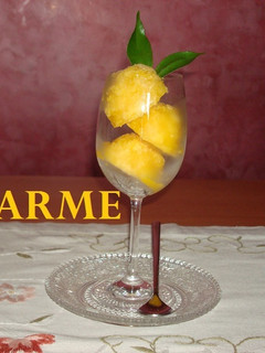 Una foto de Sorbete de naranja y mango