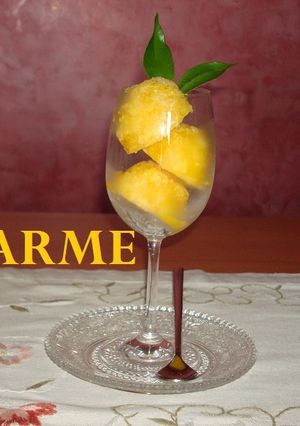 Una foto de Sorbete de naranja y mango