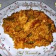 Arroz con pechuga de pollo azafranado en paella (ecológico)