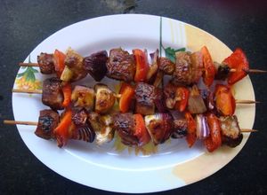 Una foto de Brochetas de solomillo de cerdo