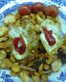Migas con huevos y tomates cherry