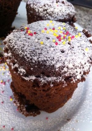 Una foto de Volcán de chocolate microondas
