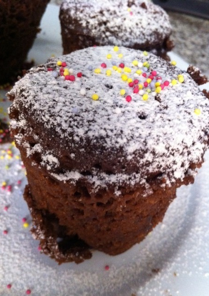 Una foto de Volcán de chocolate microondas