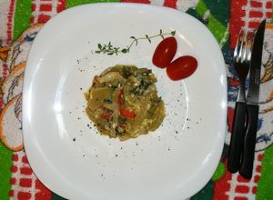 Una foto de Tomates verdes salteados