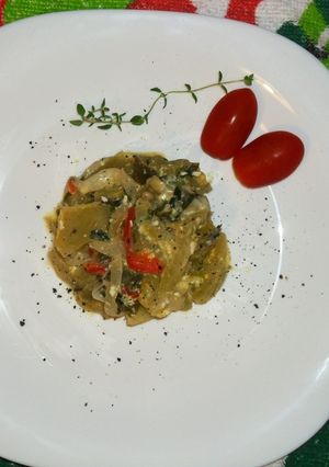 Una foto de Tomates verdes salteados