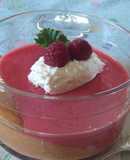 Postre de frambuesas y albaricoques