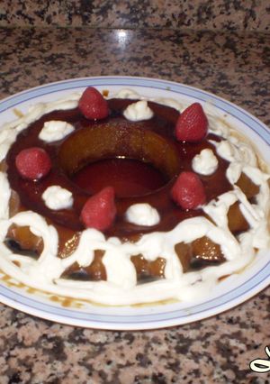 Una foto de Flan de crema catalana con café
