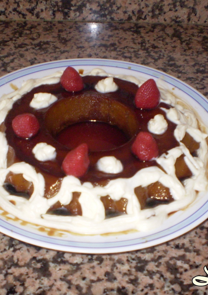 Una foto de Flan de crema catalana con café