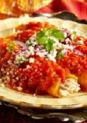 A picture of Chicken Red Enchiladas.
