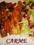 Filete de abadejo con verduras y ensalada