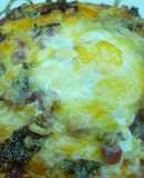 Pizza de huevo frito y cecina