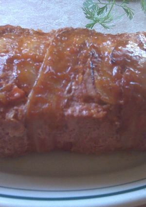 A picture of Meatloaf with Mushroom Cream Sauce.