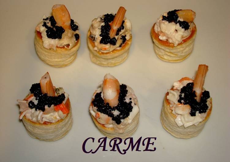 Vol-au-vent rellenos de marisco