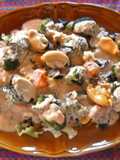 Pasta Gigli con verdura en salsa de almendras