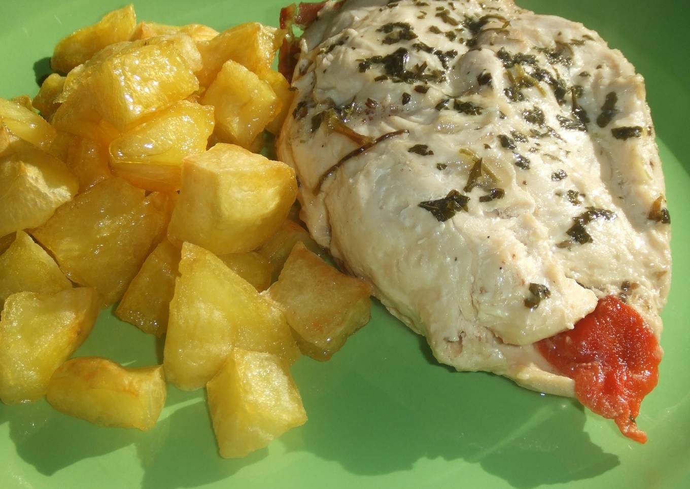 Pechugas de pollo rellenas al horno<br />
