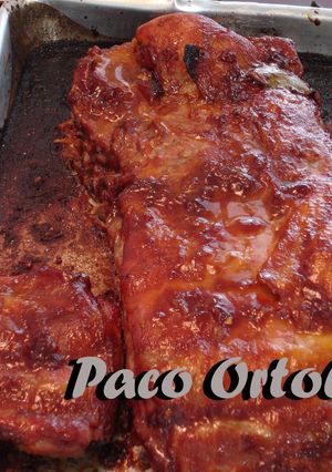 Una foto de Costela de porco ao molho de barbecue