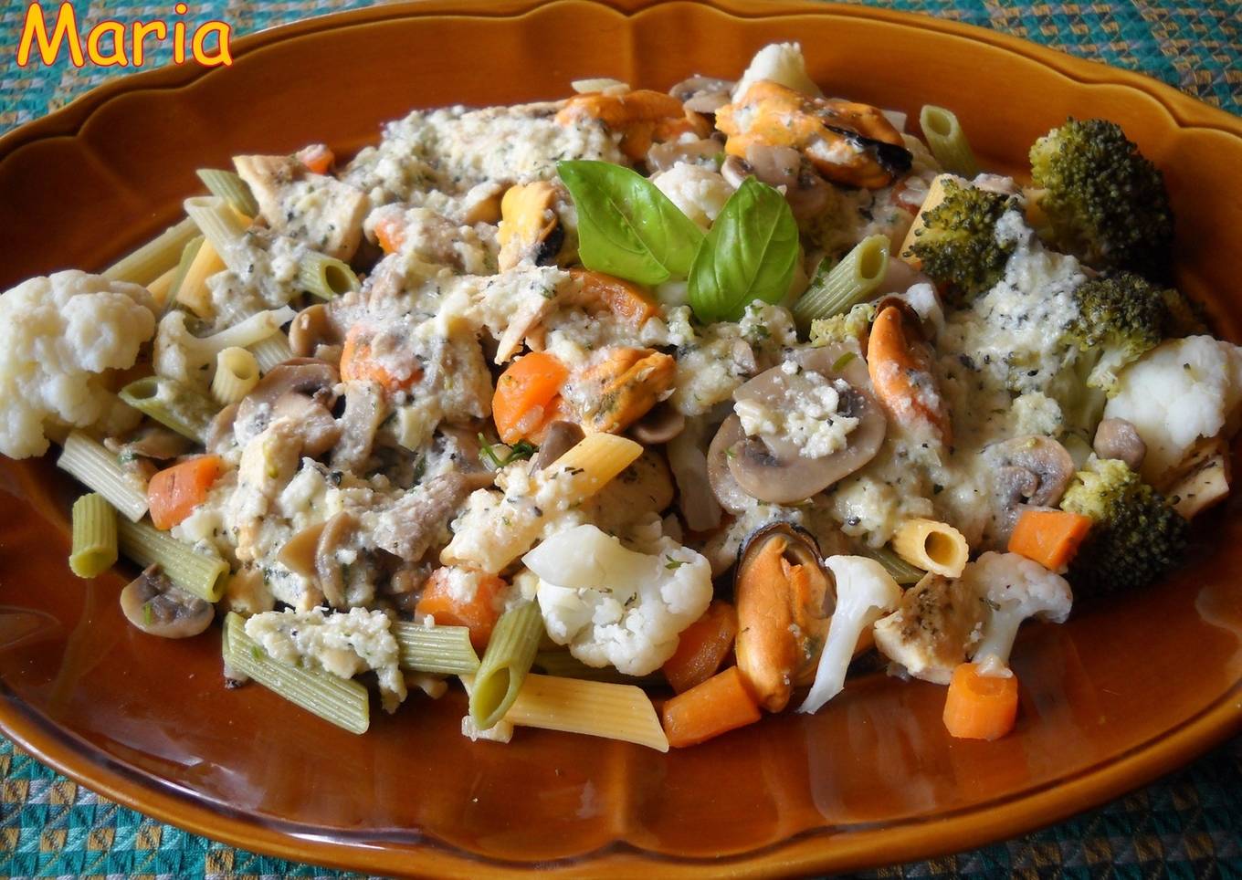 Coliflor y brócoli con plumas<br />
