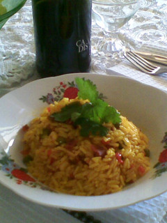 Una foto de Arroz gallo pinto a mi manera