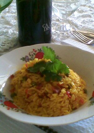Una foto de Arroz gallo pinto a mi manera