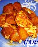 Picantones en salsa con patatas y piñones