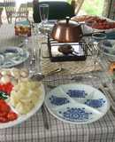 Fondue de carnes variadas para el cumple de María