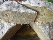 Una foto de torta de peras en licuadora