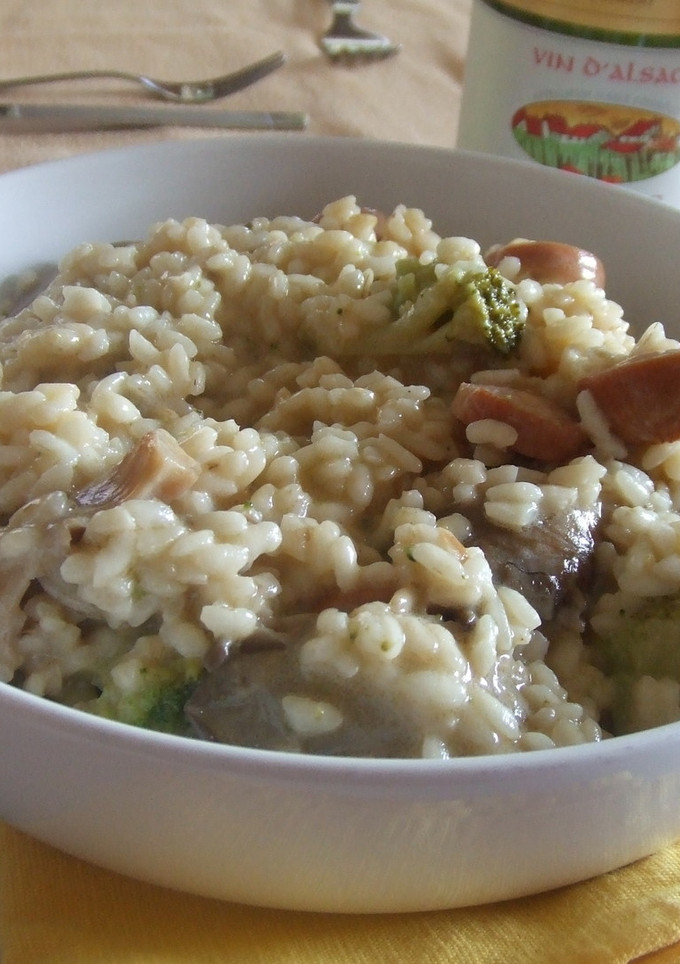 Una foto de Risotto especial con setas y salchichas