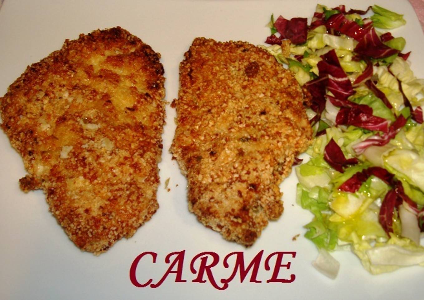 Pechuga de pollo almendrada crujiente al horno 
<br />
