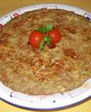 Tortilla de habas con cabecero de lomo
