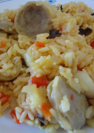 Una foto de Arroz con sepia y butifarra