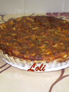 Una foto de Quiche de espinacas con gambas y queso cabra rulo