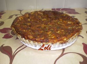 Una foto de Quiche de espinacas con gambas y queso cabra rulo