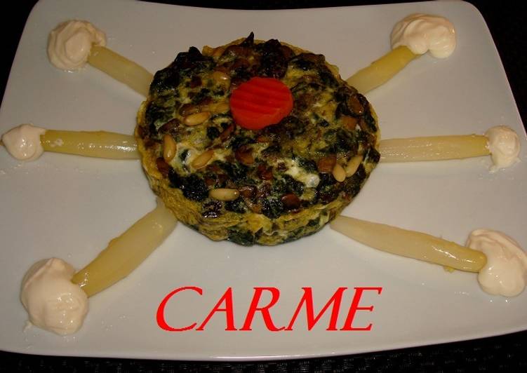 Pastel de champiñones y espinacas en microondas