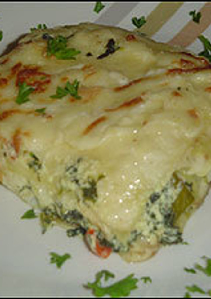 Una foto de Lasagna vegetariana con espinacas