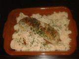 Corvina con puré de coliflor