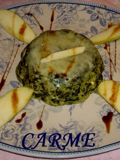 Una foto de Flan de acelgas y manzana
