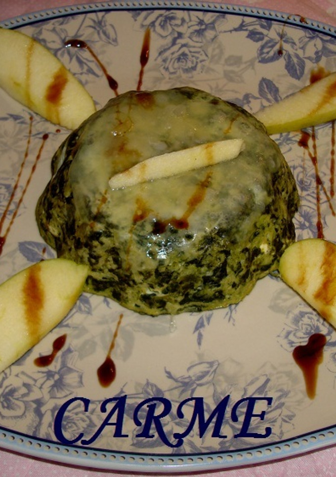 Una foto de Flan de acelgas y manzana