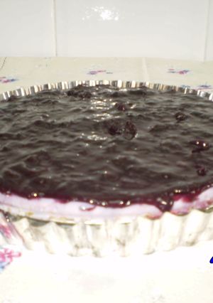 Una foto de Tarta de queso crema light con arándanos