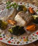 Bacalao fresco con crema de setas